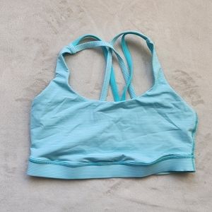 Lululemon Energy Bra - Turquoise/White Stripe - Size 8